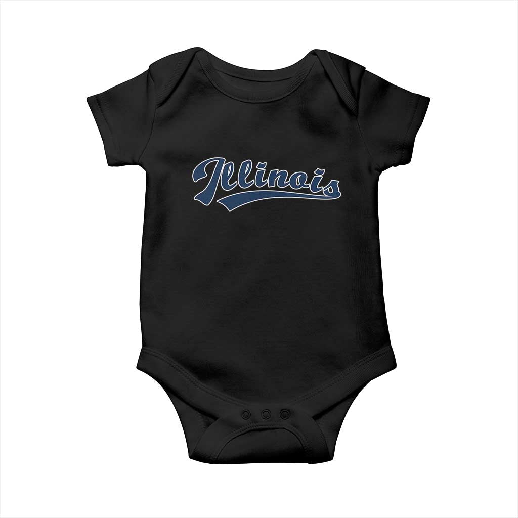 Illinois Varsity Script Classic Sports Jersey Style Baby Onesie TS11 Black Print Your Wear