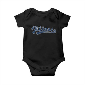 Illinois Varsity Script Classic Sports Jersey Style Baby Onesie TS11 Black Print Your Wear