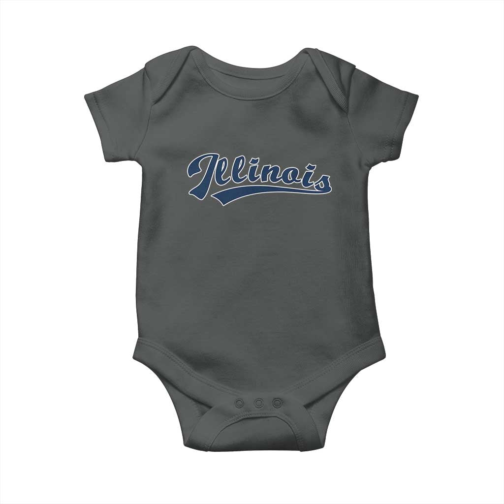 Illinois Varsity Script Classic Sports Jersey Style Baby Onesie TS11 Dark Heather Print Your Wear