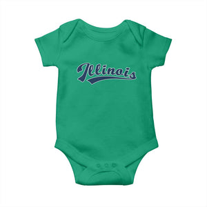 Illinois Varsity Script Classic Sports Jersey Style Baby Onesie TS11 Irish Green Print Your Wear