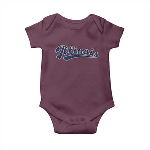 Illinois Varsity Script Classic Sports Jersey Style Baby Onesie TS11 Maroon Print Your Wear