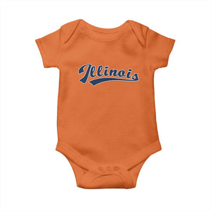 Illinois Varsity Script Classic Sports Jersey Style Baby Onesie TS11 Orange Print Your Wear