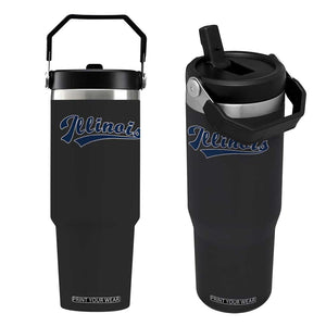 Illinois Varsity Script Classic Sports Jersey Style Flip Straw Tumbler TS11 One Size: 30 oz Black Print Your Wear