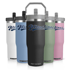 Illinois Varsity Script Classic Sports Jersey Style Flip Straw Tumbler TS11 Print Your Wear