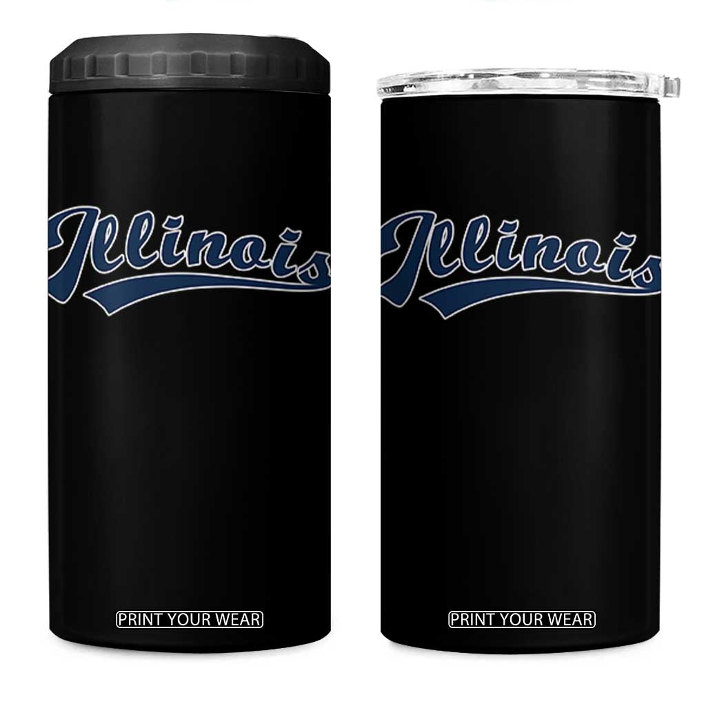 Illinois Varsity Script Classic Sports Jersey Style 4 in 1 Can Cooler Tumbler TS11 One Size: 16 oz Black Print Your Wear