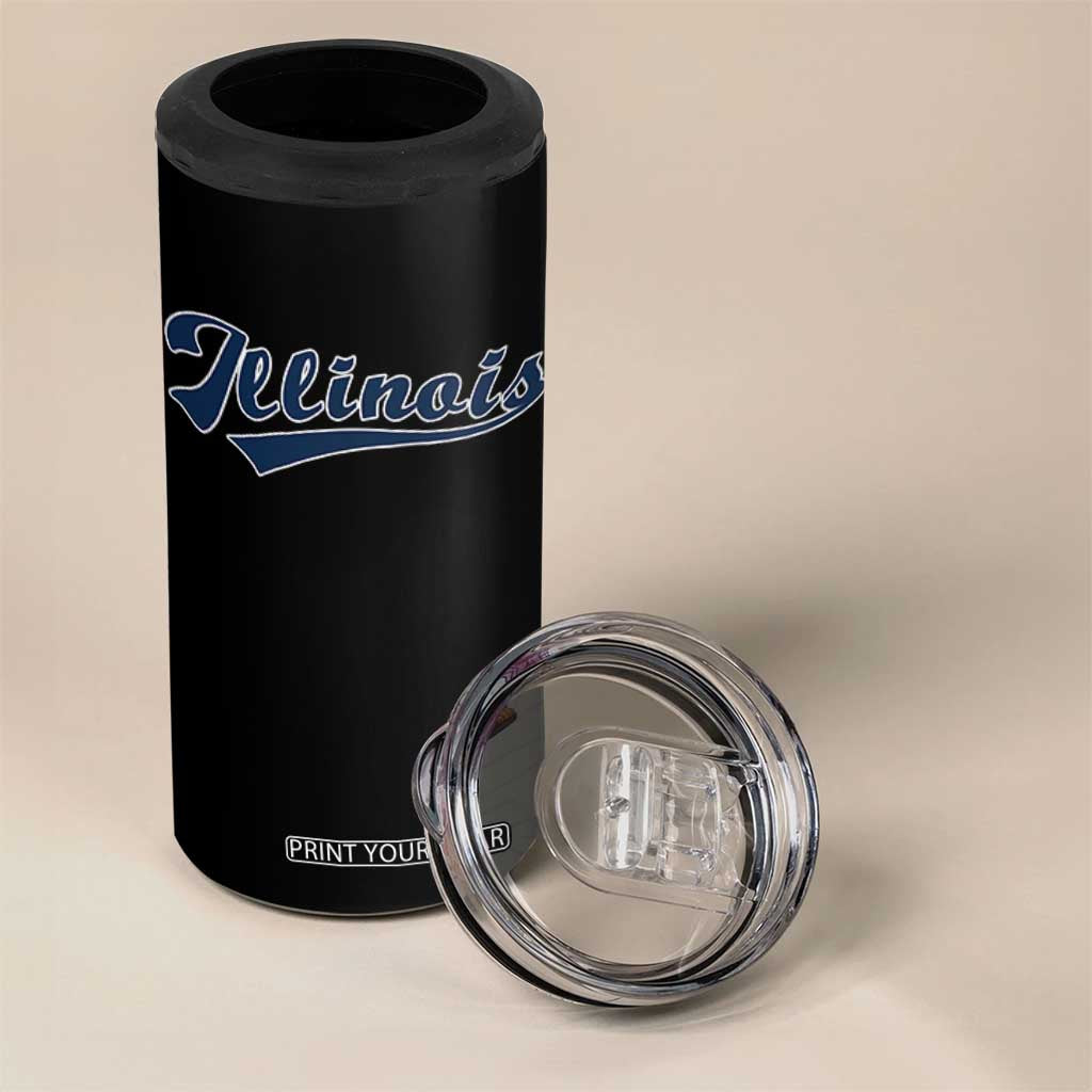 Illinois Varsity Script Classic Sports Jersey Style 4 in 1 Can Cooler Tumbler TS11 Print Your Wear