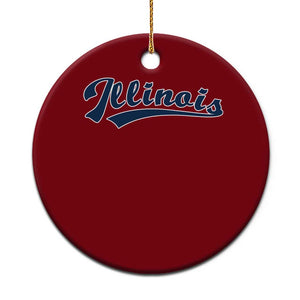 Illinois Varsity Script Classic Sports Jersey Style Ceramic Ornament TS11 1pc Red Print Your Wear