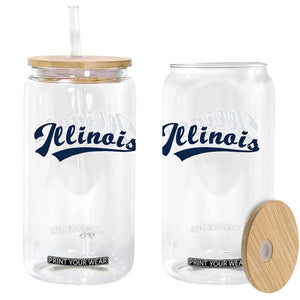 Illinois Varsity Script Classic Sports Jersey Style Glass Can TS11 Print Your Wear