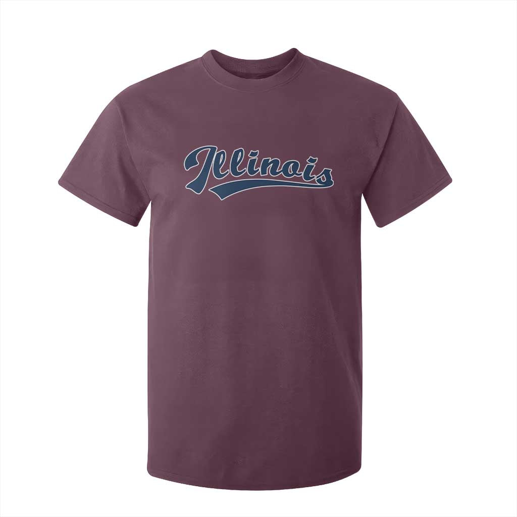 Illinois Varsity Script Classic Sports Jersey Style T Shirt For Kid TS11 Maroon Print Your Wear
