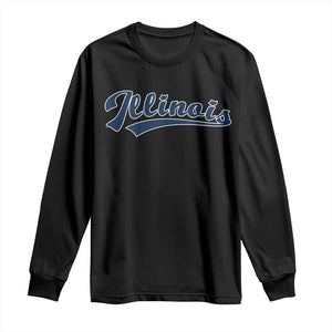 Illinois Varsity Script Classic Sports Jersey Style Long Sleeve Shirt TS11 Black Print Your Wear