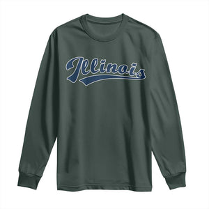 Illinois Varsity Script Classic Sports Jersey Style Long Sleeve Shirt TS11 Dark Forest Green Print Your Wear
