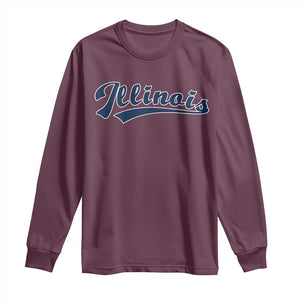 Illinois Varsity Script Classic Sports Jersey Style Long Sleeve Shirt TS11 Maroon Print Your Wear