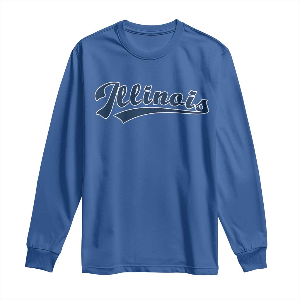 Illinois Varsity Script Classic Sports Jersey Style Long Sleeve Shirt TS11 Royal Blue Print Your Wear