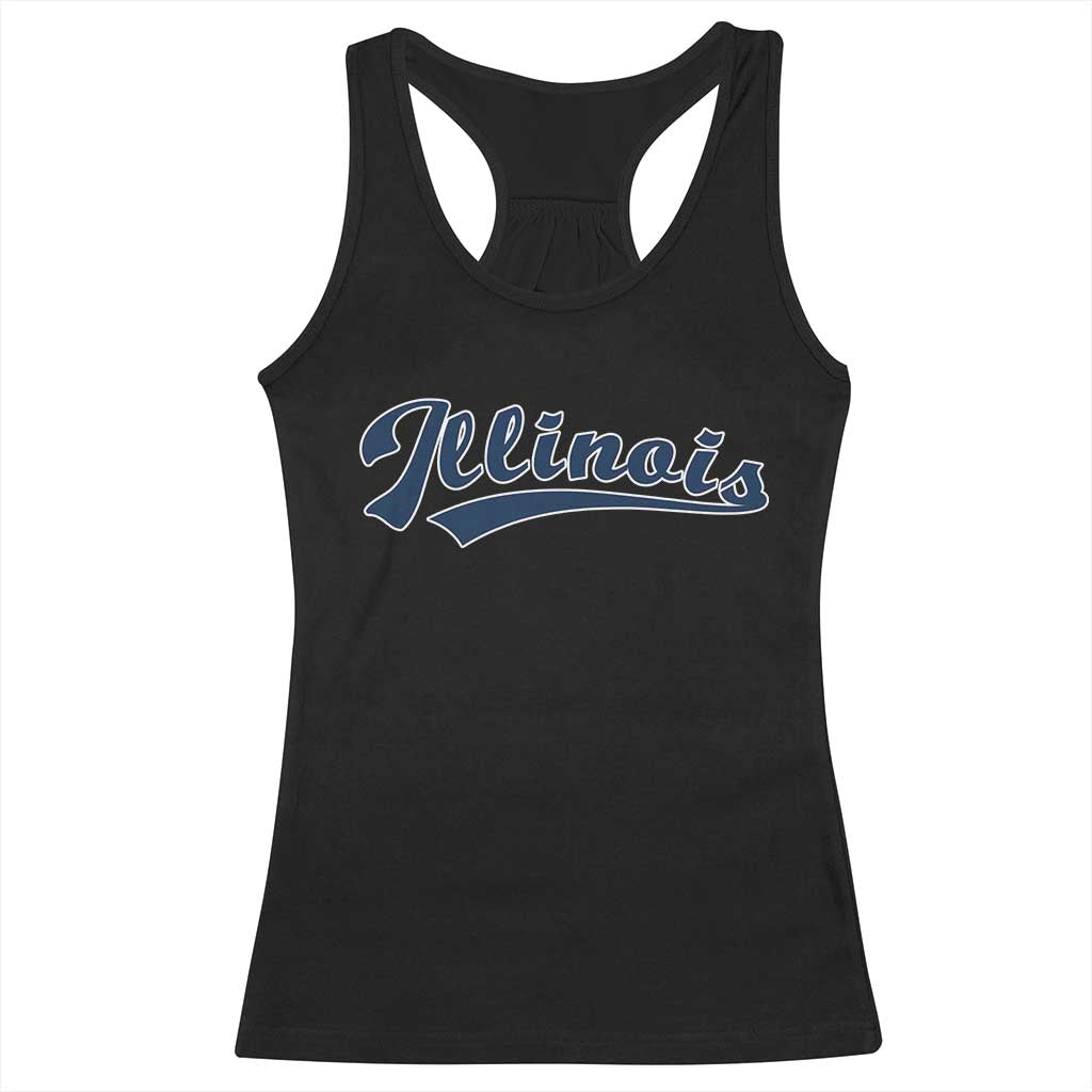 Illinois Varsity Script Classic Sports Jersey Style Racerback Tank Top TS11 Black Print Your Wear