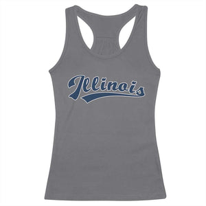 Illinois Varsity Script Classic Sports Jersey Style Racerback Tank Top TS11 Charcoal Print Your Wear