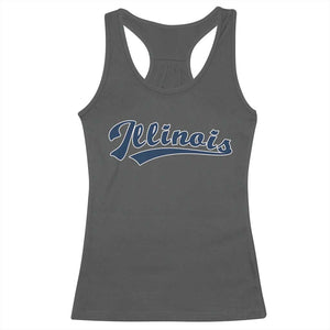 Illinois Varsity Script Classic Sports Jersey Style Racerback Tank Top TS11 Dark Heather Print Your Wear