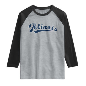 Illinois Varsity Script Classic Sports Jersey Style Raglan Shirt TS11 Heather Gray Black Print Your Wear