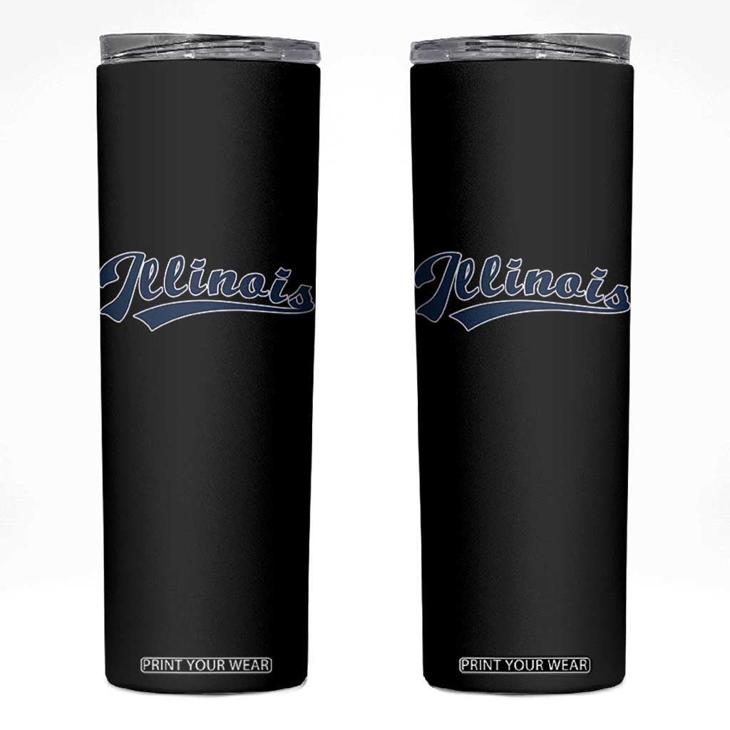 Illinois Varsity Script Classic Sports Jersey Style Skinny Tumbler TS11 Black Print Your Wear