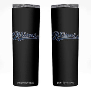 Illinois Varsity Script Classic Sports Jersey Style Skinny Tumbler TS11 Black Print Your Wear