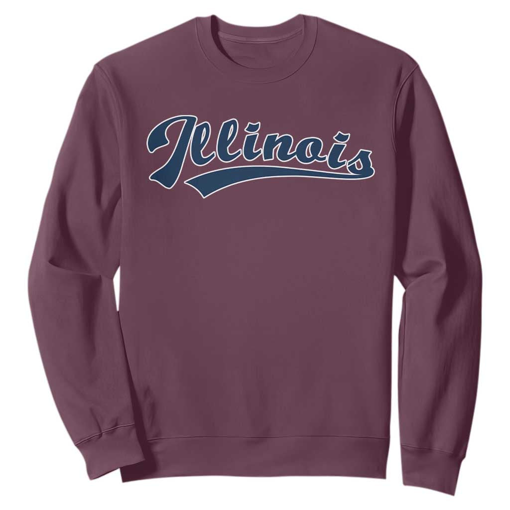 Illinois Varsity Script Classic Sports Jersey Style Sweatshirt TS11 Maroon Print Your Wear