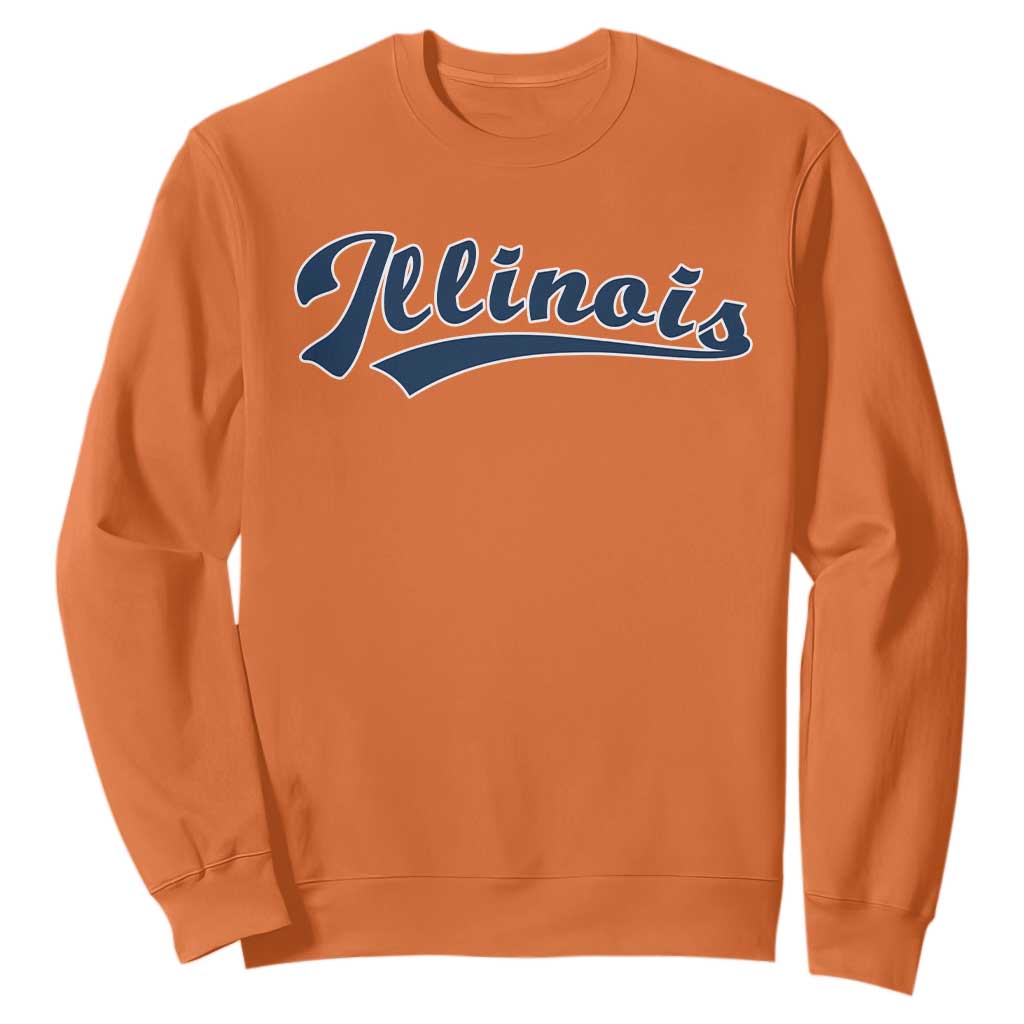 Illinois Varsity Script Classic Sports Jersey Style Sweatshirt TS11 Orange Print Your Wear