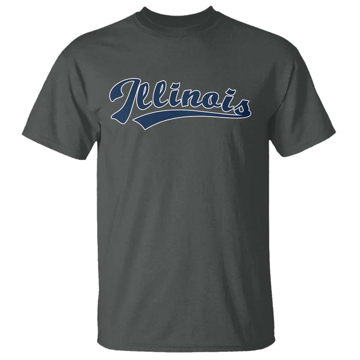 Illinois Varsity Script Classic Sports Jersey Style T Shirt TS11 Dark Heather Print Your Wear