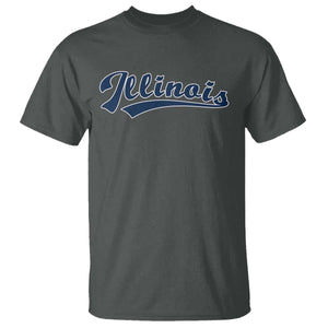 Illinois Varsity Script Classic Sports Jersey Style T Shirt TS11 Dark Heather Print Your Wear