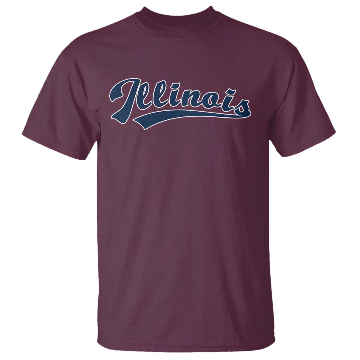 Illinois Varsity Script Classic Sports Jersey Style T Shirt TS11 Maroon Print Your Wear