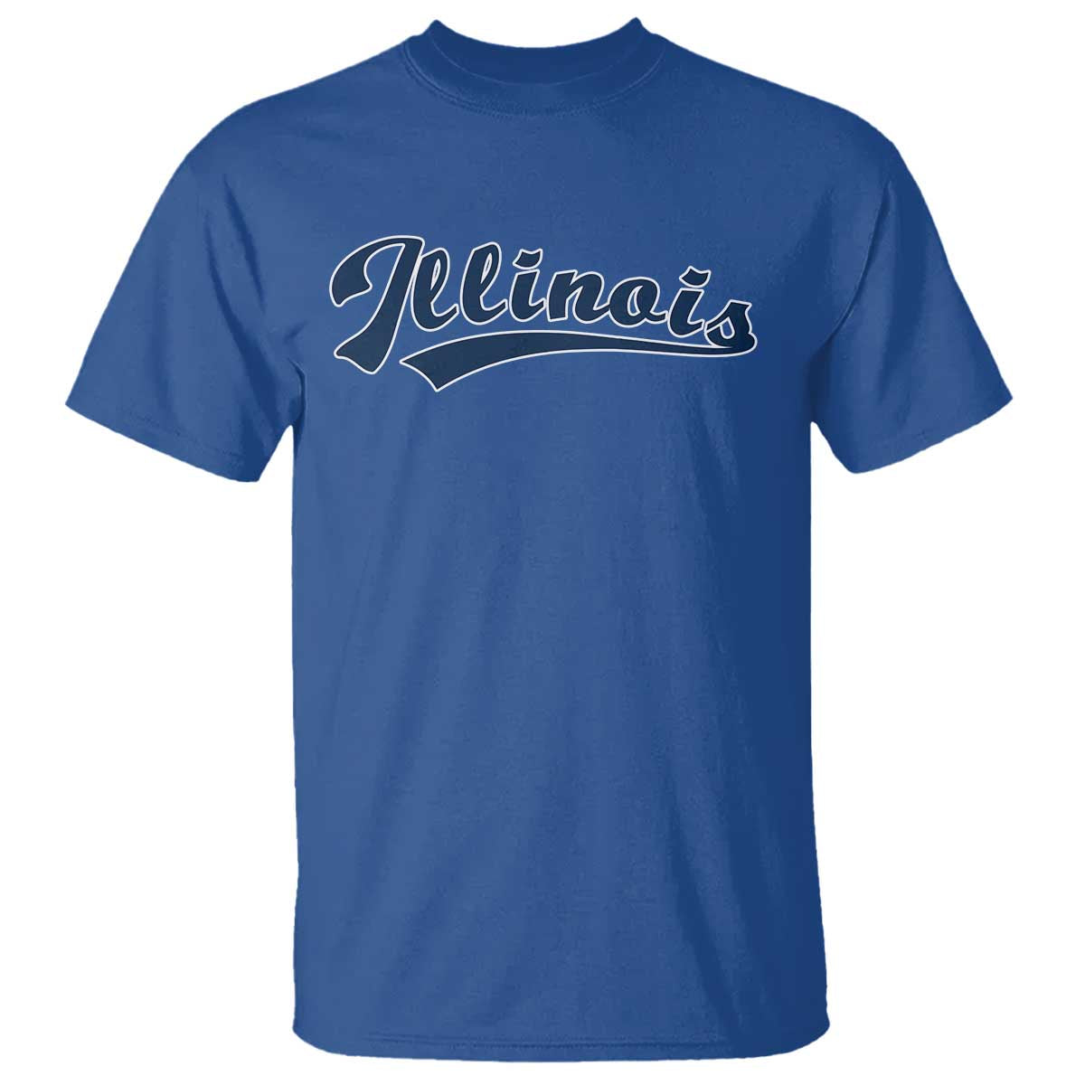 Illinois Varsity Script Classic Sports Jersey Style T Shirt TS11 Royal Blue Print Your Wear