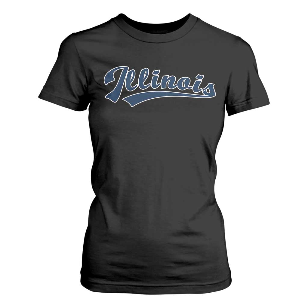 Illinois Varsity Script Classic Sports Jersey Style T Shirt For Women TS11 Black Print Your Wear