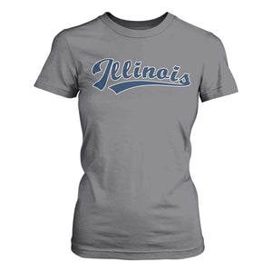 Illinois Varsity Script Classic Sports Jersey Style T Shirt For Women TS11 Charcoal Print Your Wear