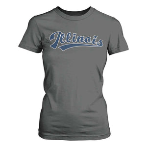 Illinois Varsity Script Classic Sports Jersey Style T Shirt For Women TS11 Dark Heather Print Your Wear