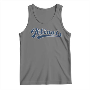 Illinois Varsity Script Classic Sports Jersey Style Tank Top TS11 Black Heather Print Your Wear