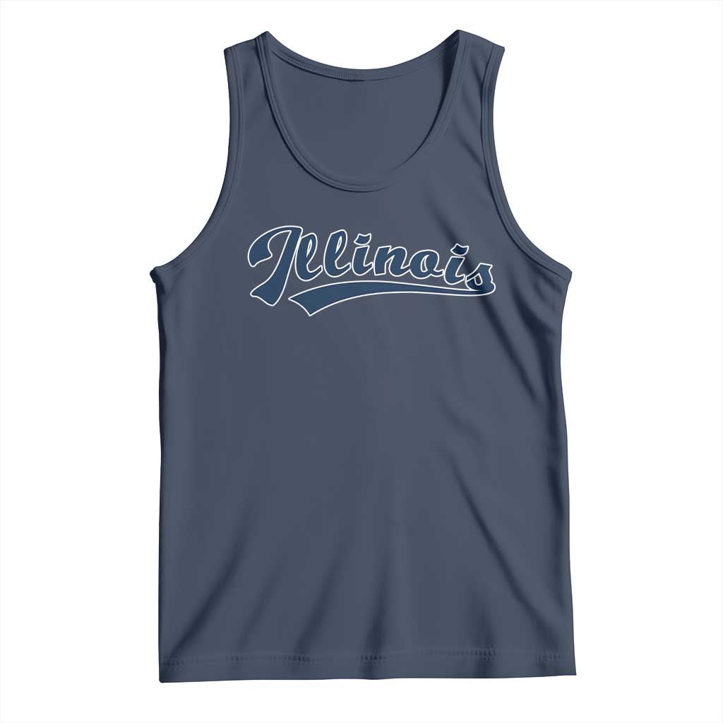 Illinois Varsity Script Classic Sports Jersey Style Tank Top TS11 Navy Print Your Wear