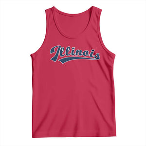Illinois Varsity Script Classic Sports Jersey Style Tank Top TS11 Red Print Your Wear