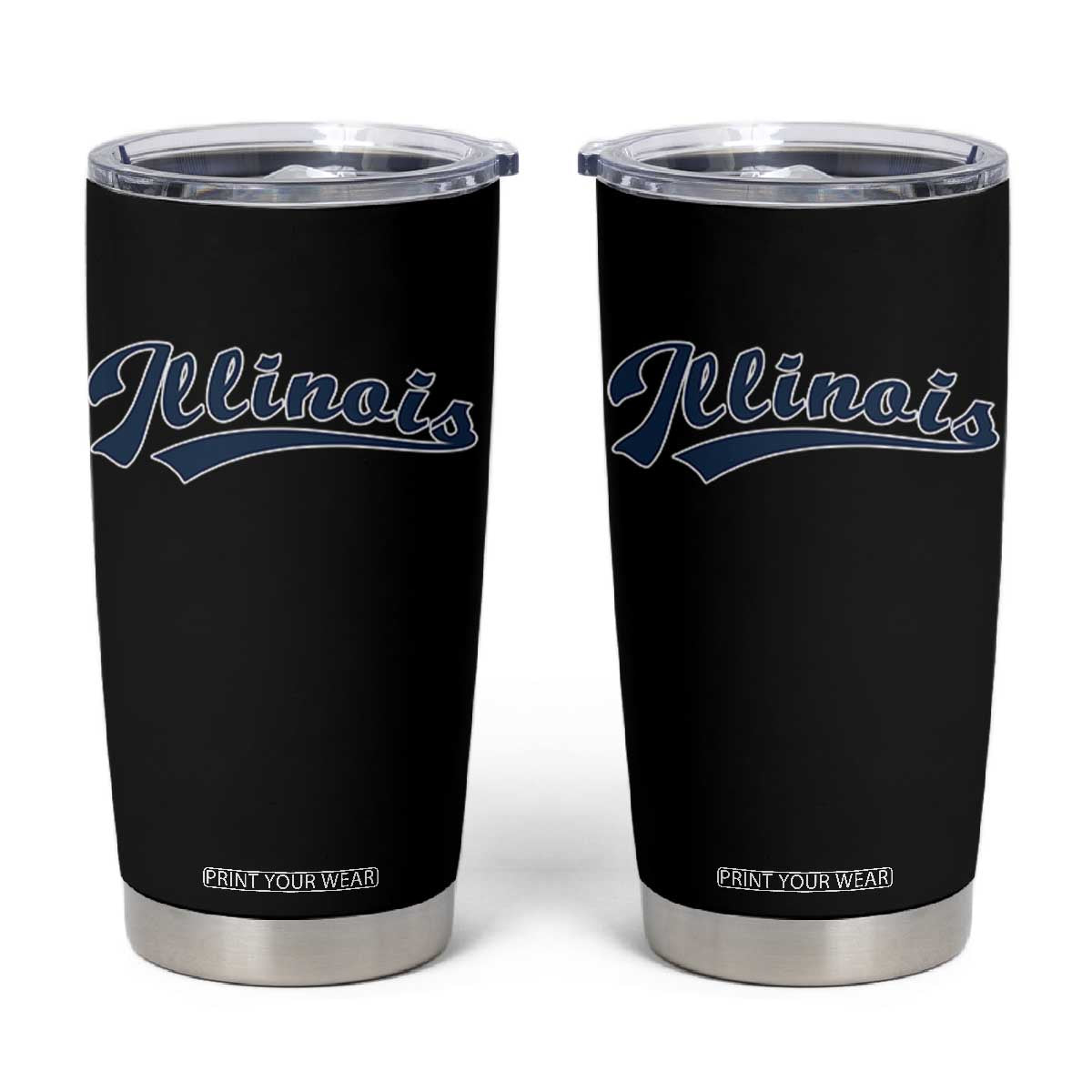 Illinois Varsity Script Classic Sports Jersey Style Tumbler Cup TS11 Black Print Your Wear