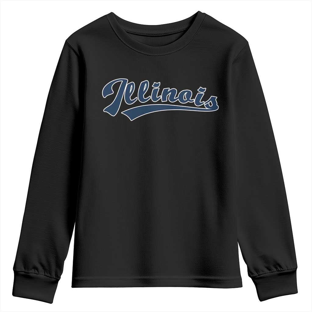 Illinois Varsity Script Classic Sports Jersey Style Youth Sweatshirt TS11 Black Print Your Wear