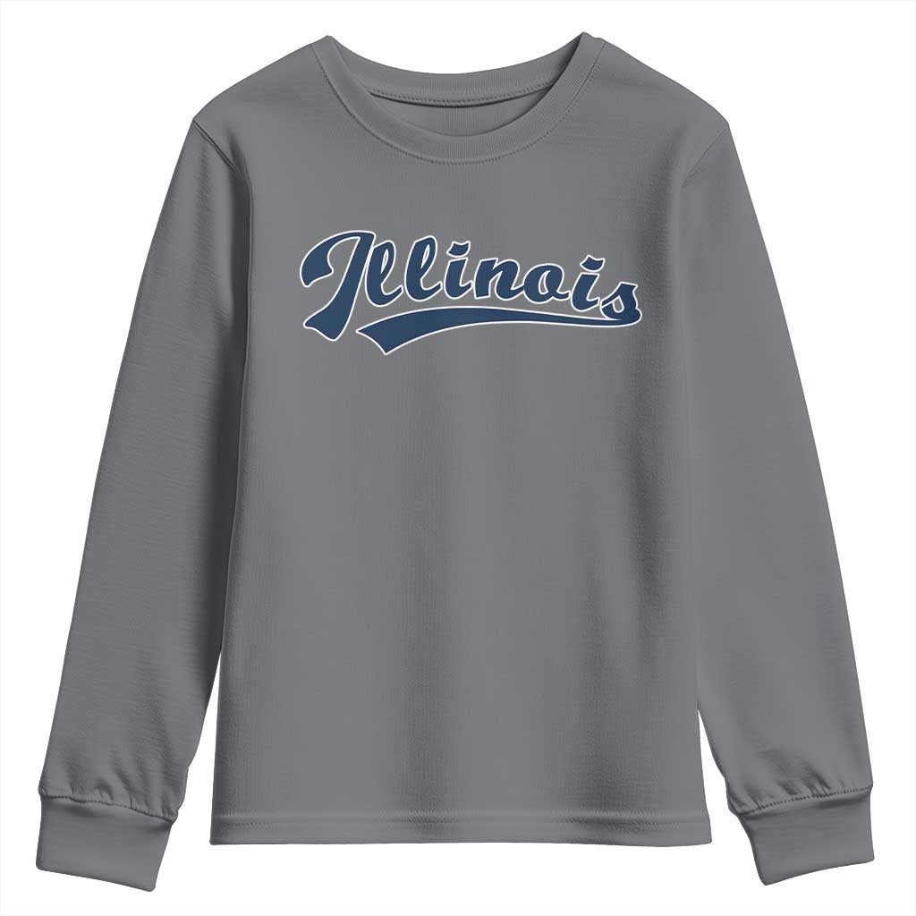 Illinois Varsity Script Classic Sports Jersey Style Youth Sweatshirt TS11 Charcoal Print Your Wear