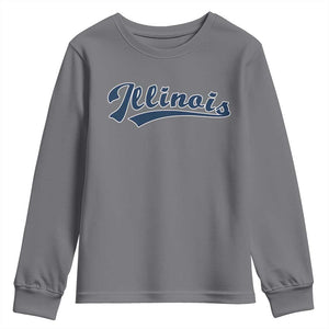 Illinois Varsity Script Classic Sports Jersey Style Youth Sweatshirt TS11 Charcoal Print Your Wear