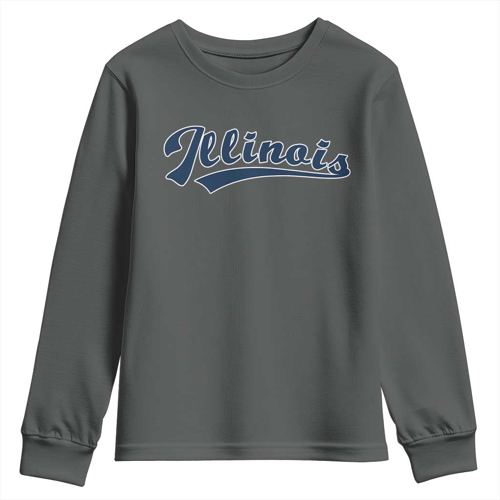Illinois Varsity Script Classic Sports Jersey Style Youth Sweatshirt TS11 Dark Heather Print Your Wear