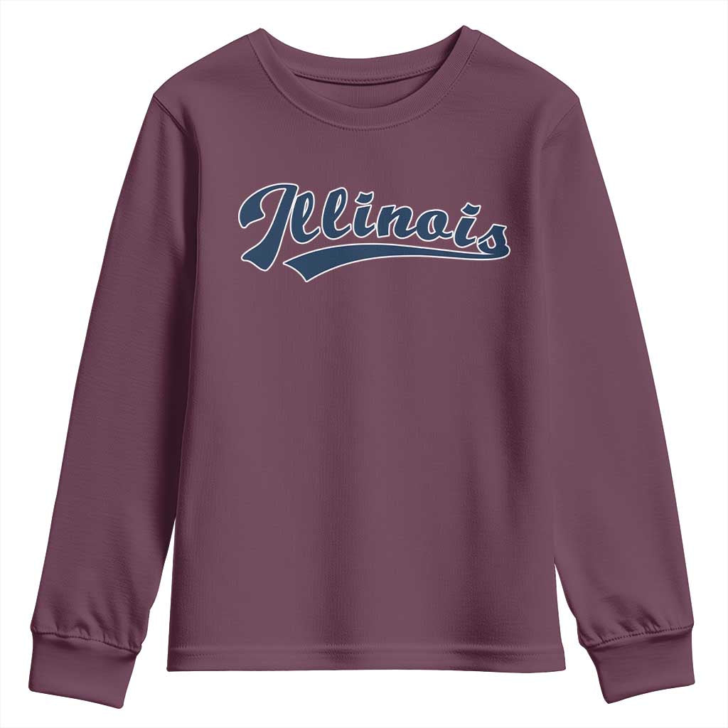 Illinois Varsity Script Classic Sports Jersey Style Youth Sweatshirt TS11 Maroon Print Your Wear