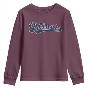 Illinois Varsity Script Classic Sports Jersey Style Youth Sweatshirt TS11 Maroon Print Your Wear