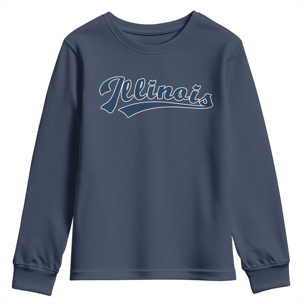 Illinois Varsity Script Classic Sports Jersey Style Youth Sweatshirt TS11 Navy Print Your Wear