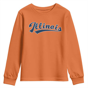 Illinois Varsity Script Classic Sports Jersey Style Youth Sweatshirt TS11 Orange Print Your Wear