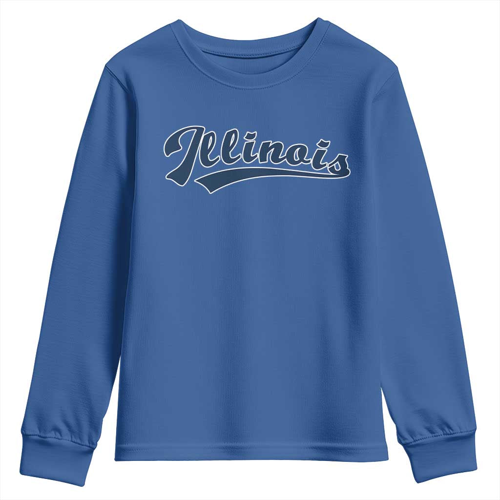 Illinois Varsity Script Classic Sports Jersey Style Youth Sweatshirt TS11 Royal Blue Print Your Wear