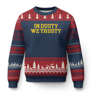 In Dusty We Trusty Ugly Christmas Sweater Michigan State Basketball Quote TS11 Navy Red Print Your Wear