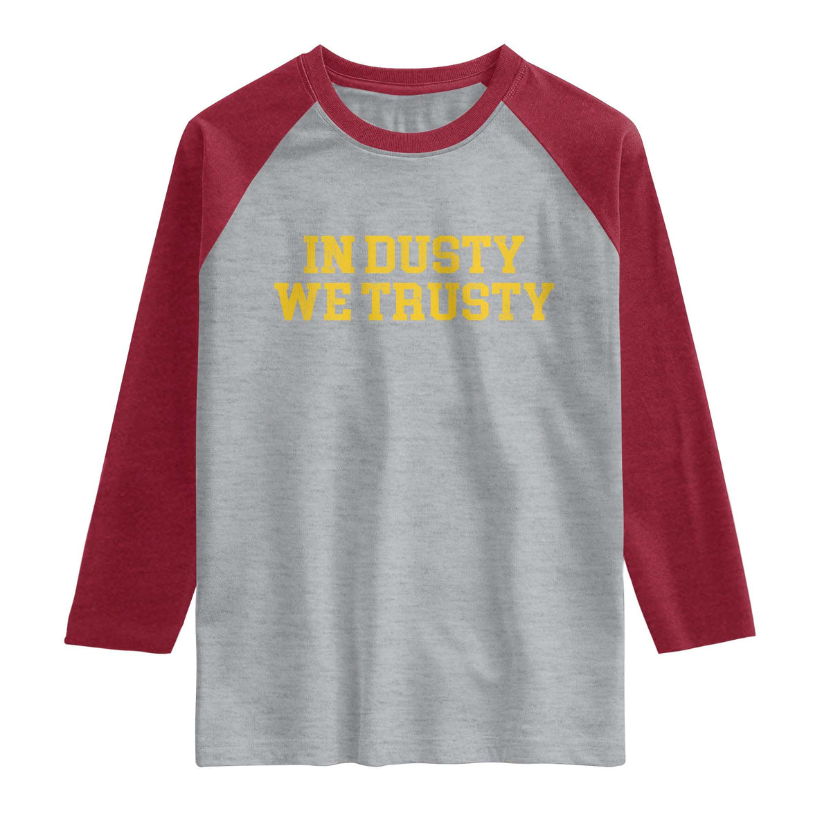 In Dusty We Trusty Raglan Shirt Michigan State Basketball Quote TS11 Heather Gray Heather Red Print Your Wear