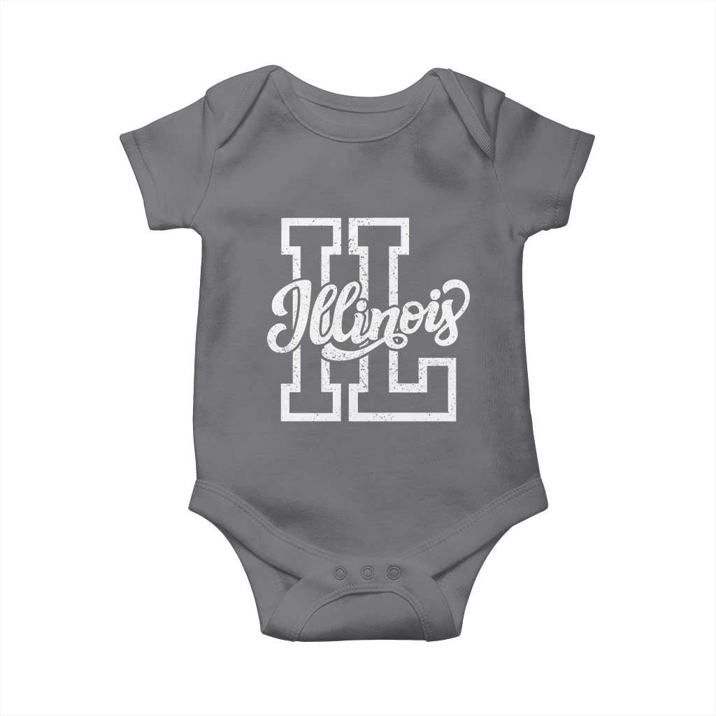 Illinois Sports Fan Baby Onesie Varsity Aesthetic IL State Pride TS11 Charcoal Print Your Wear