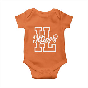 Illinois Sports Fan Baby Onesie Varsity Aesthetic IL State Pride TS11 Orange Print Your Wear