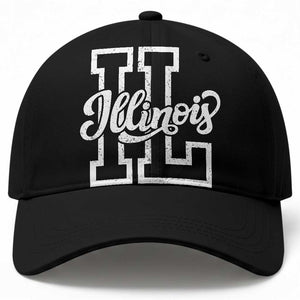 Illinois Sports Fan Baseball Cap Varsity Aesthetic IL State Pride TS11 Print Your Wear